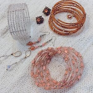 3 bracelet and earring sets wrap around handmade bracelets